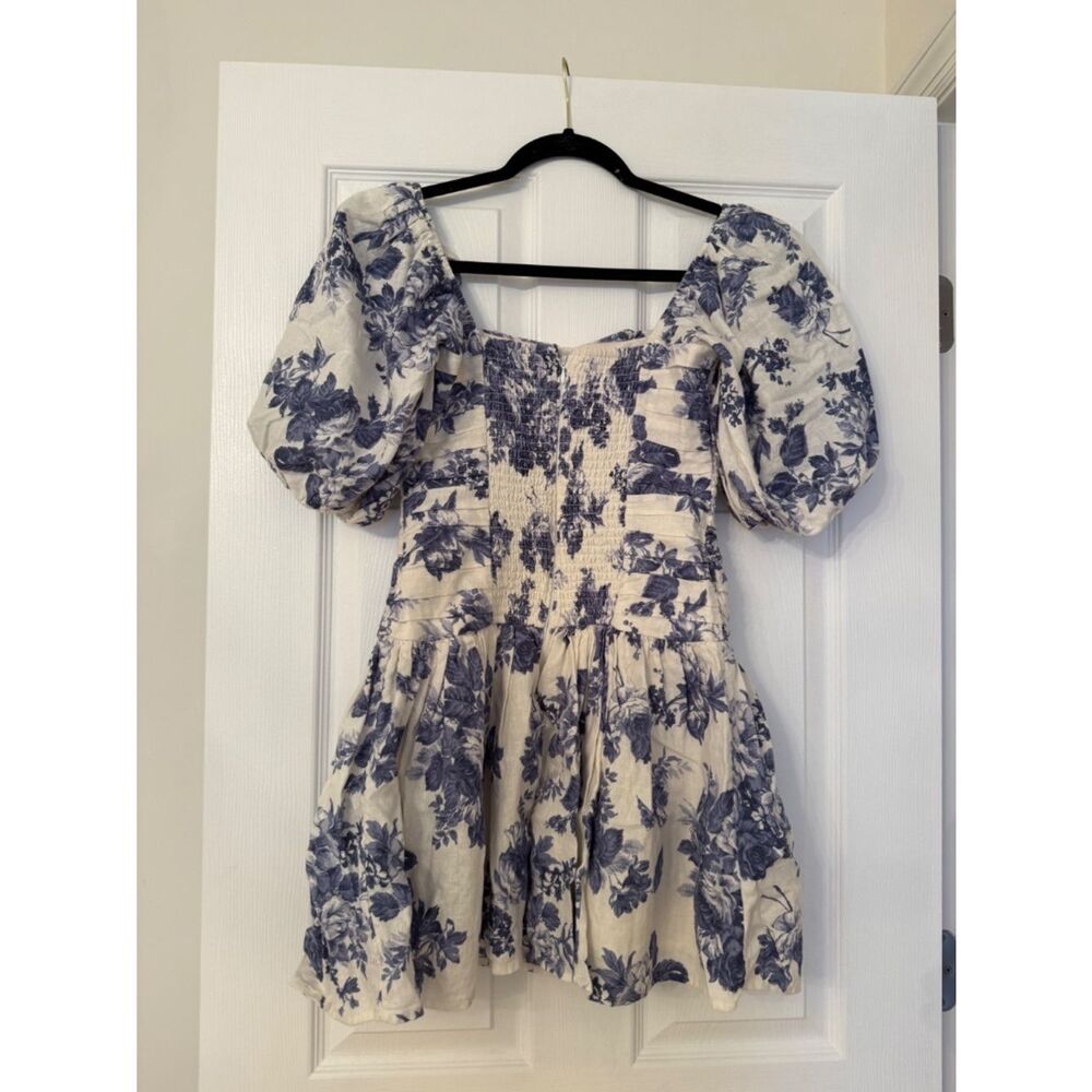 Abercrombie & Fitch Blue Floral Puff Sleeve Dress - Picture 4 of 6